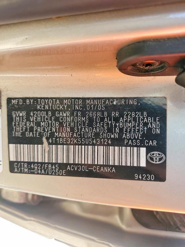 Aukcja sprzedaży 2005 Toyota Camry, vin: 4T1BE32K55U543124, numer aukcji: 48825306