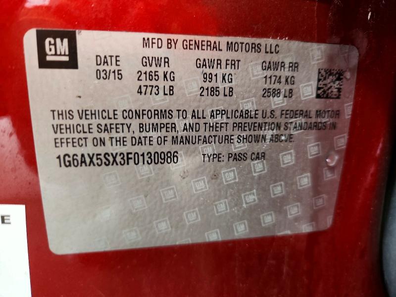 Продажа на аукционе авто 2015 Cadillac Cts, vin: 1G6AX5SX3F0130986, номер лота: 48330246