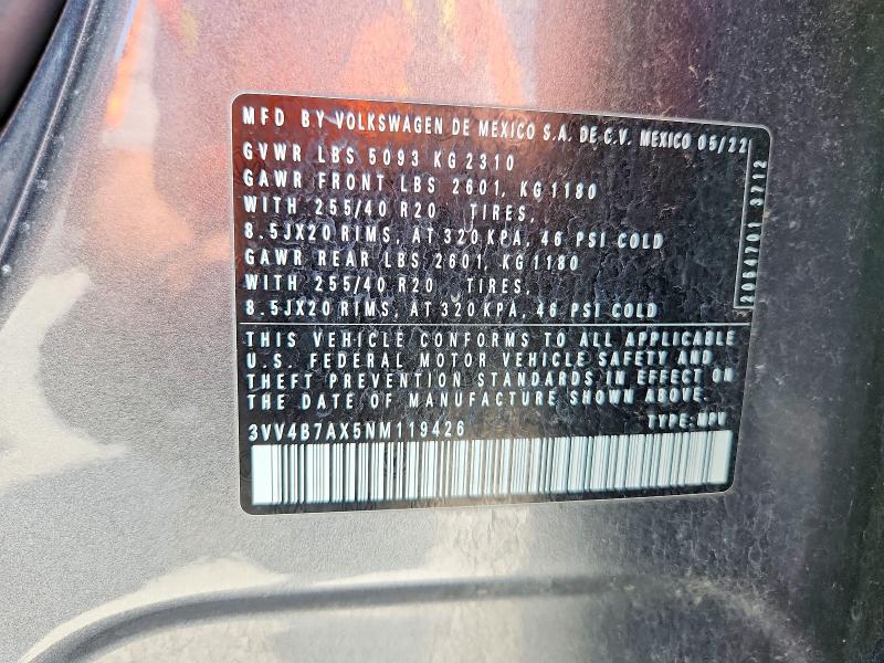 Продаж на аукціоні авто 2022 Volkswagen Tiguan, vin: 3VV4B7AX5NM119426, номер лоту: 51091536