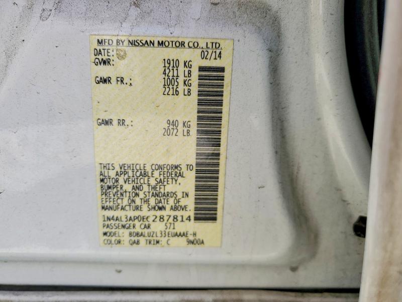 Auction sale of the 2014 Nissan Altima, vin: 1N4AL3AP0EC287814, lot number: 50327986