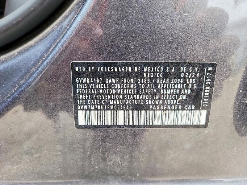 Aukcja sprzedaży 2024 Volkswagen Jetta, vin: 3VW7M7BU1RM054846, numer aukcji: 51770386