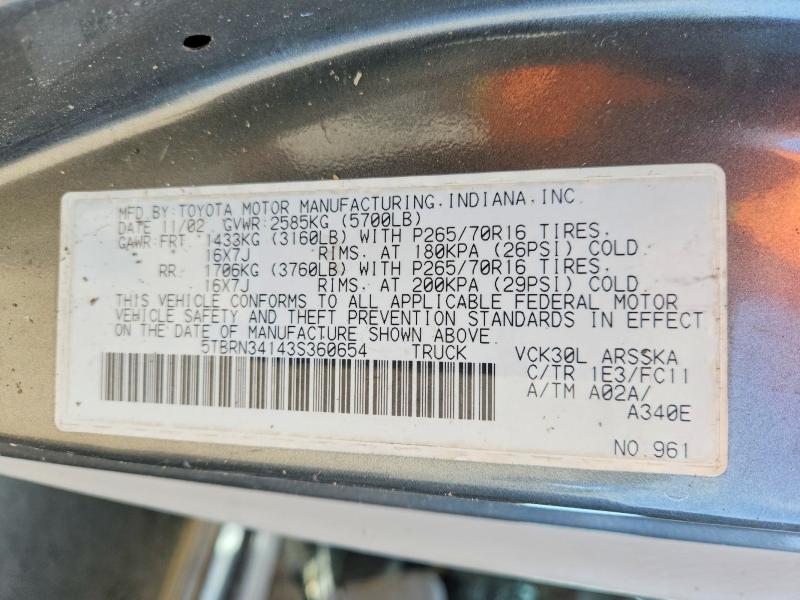 Продажа на аукционе авто 2003 Toyota Tundra, vin: 5TBRN34143S360654, номер лота: 49894976