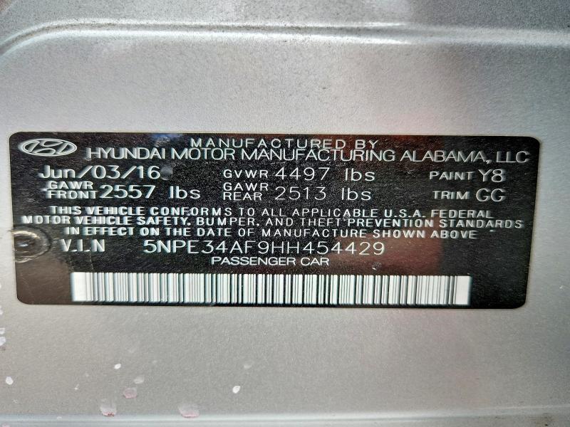 Aukcja sprzedaży 2017 Hyundai Sonata, vin: 5NPE34AF9HH454429, numer aukcji: 49008876