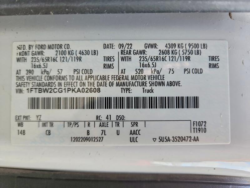 50802066 :رقم المزاد ، 1FTBW2CG1PKA02608 vin ، 2023 Ford Transit مزاد بيع