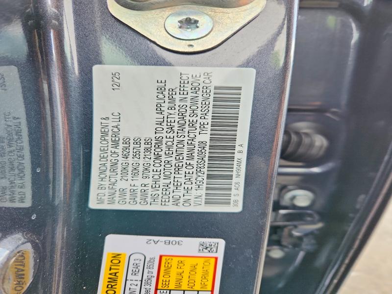 Aukcja sprzedaży 2025 Honda Accord, vin: 1HGCY2F83SA095408, numer aukcji: 49973986