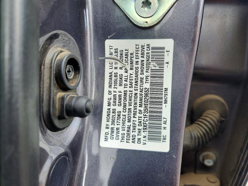 Продажа на аукционе авто 2017 Honda Civic, vin: 19XFC1F35HE029652, номер лота: 50503116
