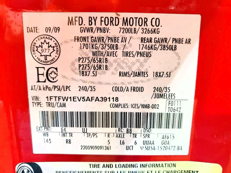 Продажа на аукционе авто 2010 Ford F150, vin: 1FTFW1EV5AFA39118, номер лота: 49942466