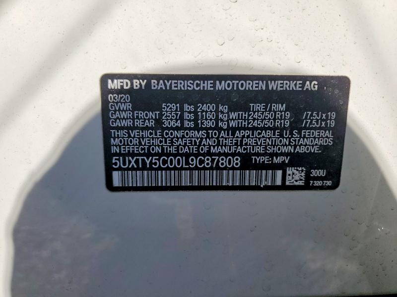 Aukcja sprzedaży 2020 Bmw X3, vin: 5UXTY5C00L9C87808, numer aukcji: 50746306