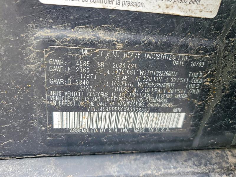 Aukcja sprzedaży 2010 Subaru Outback, vin: 4S4BRBKCXA3338552, numer aukcji: 49863136