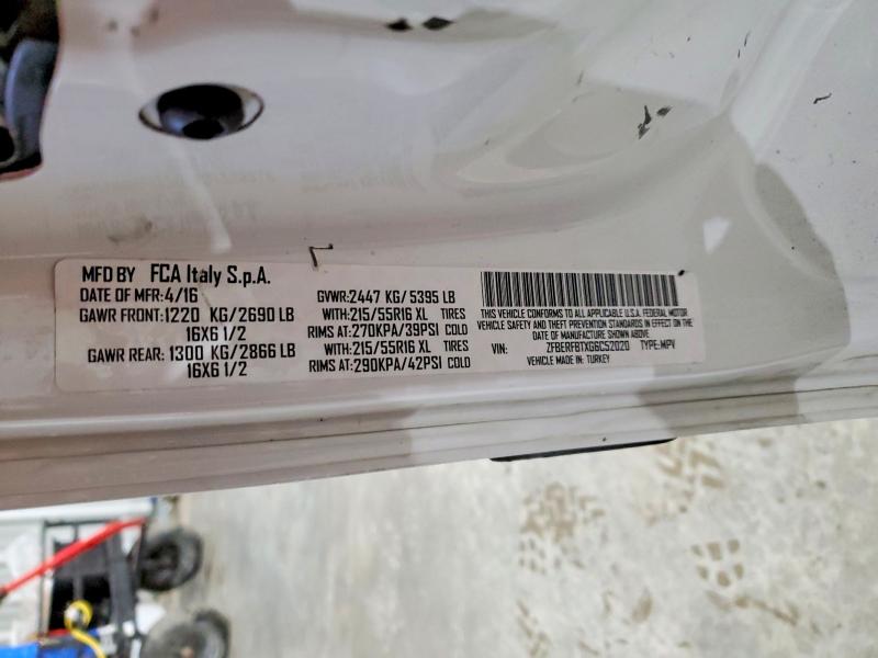 48476286 :رقم المزاد ، ZFBERFBTXG6C52020 vin ، 2016 Ram Promaster City مزاد بيع
