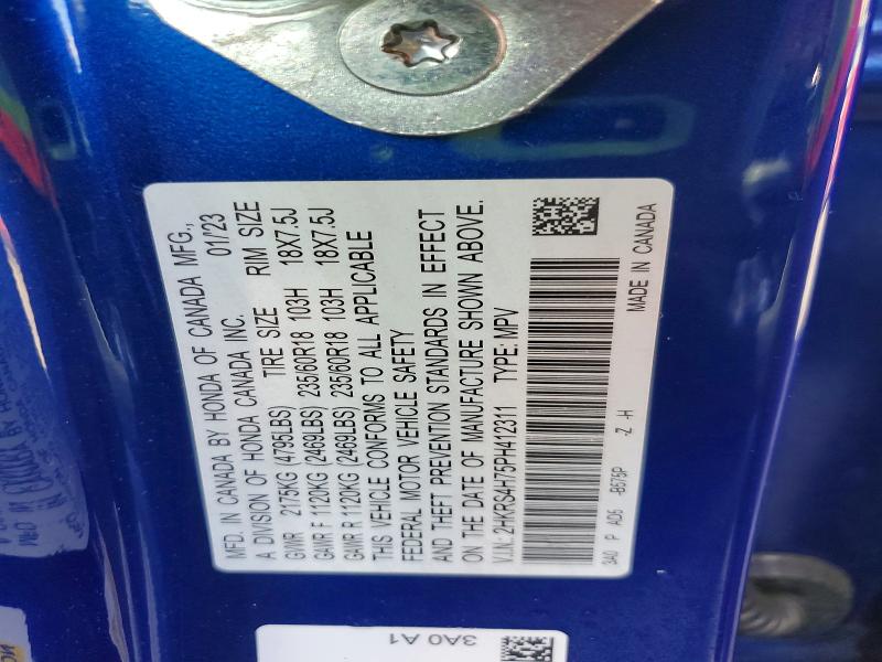 50990556 :رقم المزاد ، 2HKRS4H75PH412311 vin ، 2023 Honda Cr-v مزاد بيع