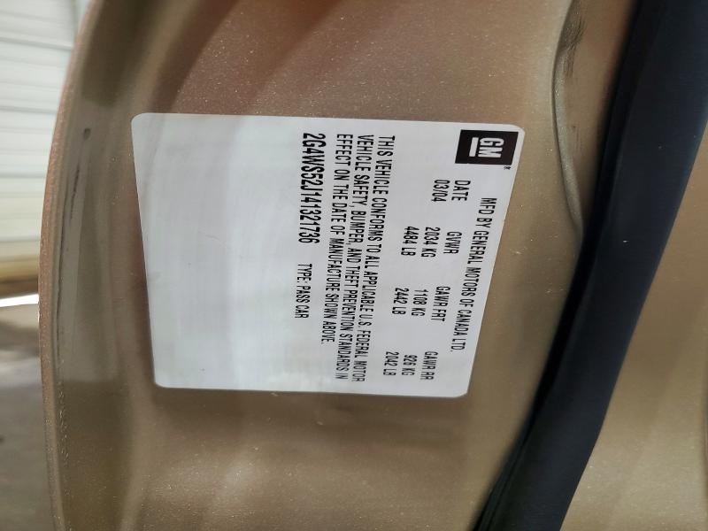 50947756 :رقم المزاد ، 2G4WS52J141321736 vin ، 2004 Buick Century مزاد بيع