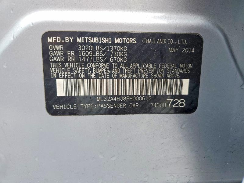 51476656 :رقم المزاد ، ML32A4HJ8FH000612 vin ، 2015 Mitsubishi Mirage مزاد بيع