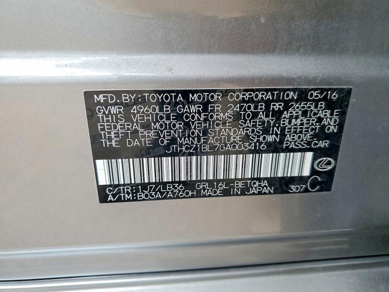 51313426 :رقم المزاد ، JTHCZ1BL7GA003416 vin ، 2016 Lexus Gs مزاد بيع