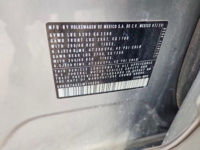 50152176 :رقم المزاد ، 3VV3B7AXXLM145898 vin ، 2020 Volkswagen Tiguan مزاد بيع