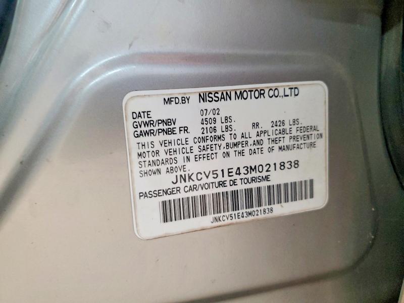 Aukcja sprzedaży 2003 Infiniti G35, vin: JNKCV51E43M021838, numer aukcji: 50609526