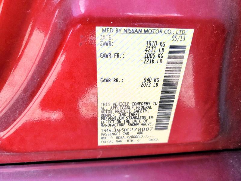 Продажа на аукционе авто 2013 Nissan Altima, vin: 1N4AL3AP5DC278007, номер лота: 51147746