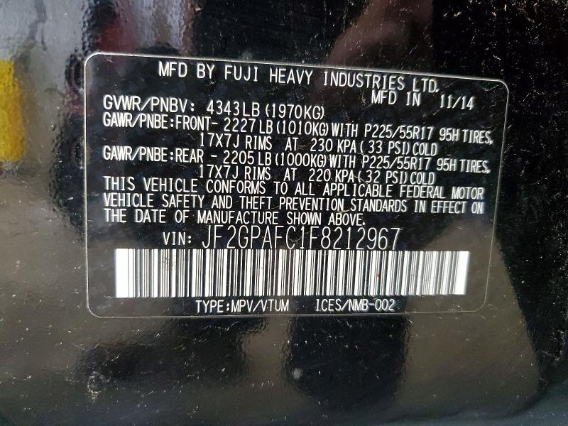 Продаж на аукціоні авто 2015 Subaru Xv Crosstrek, vin: JF2GPAFC1F8212967, номер лоту: 50794786