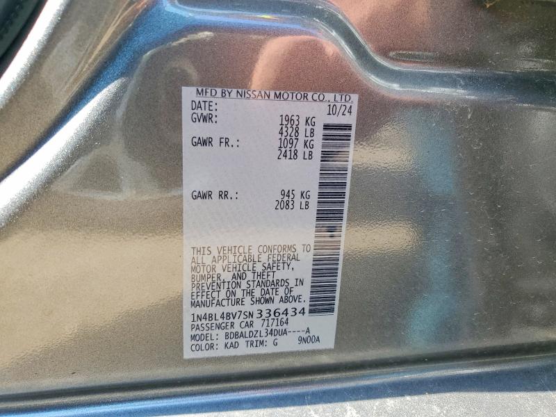 2025 Nissan Altima მანქანა იყიდება აუქციონზე, vin: 1N4BL4BV7SN336434, აუქციონის ნომერი: 51477826