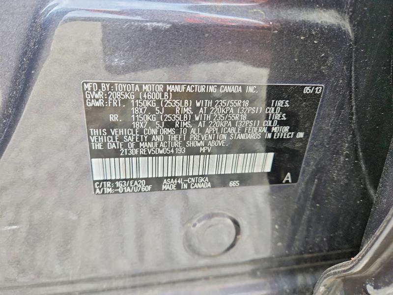 Продажа на аукционе авто 2013 Toyota Rav4, vin: 2T3DFREV5DW054193, номер лота: 49881746