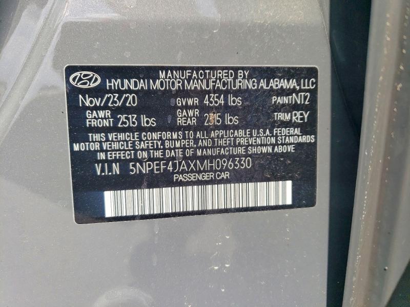 2021 Hyundai Sonata მანქანა იყიდება აუქციონზე, vin: 5NPEF4JAXMH096330, აუქციონის ნომერი: 48614196