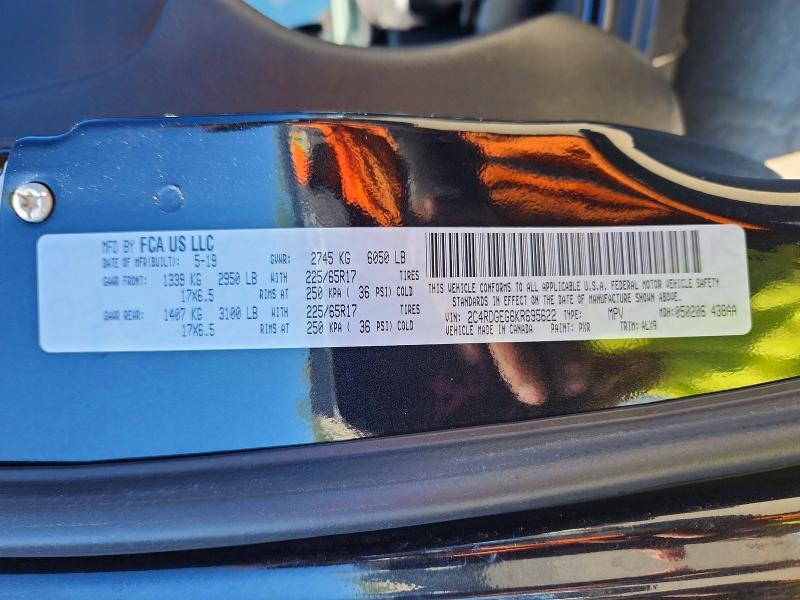 51139036 :رقم المزاد ، 2C4RDGEG6KR695622 vin ، 2019 Dodge Grand Caravan مزاد بيع
