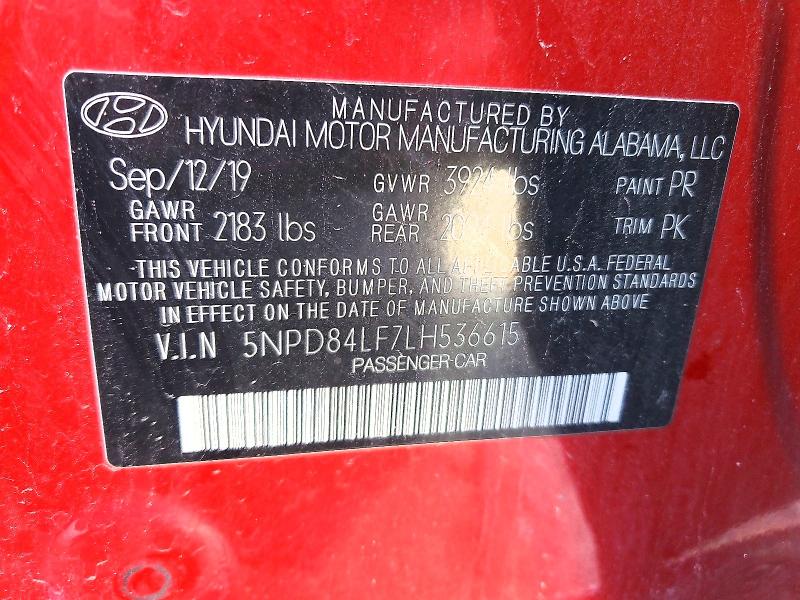 Продаж на аукціоні авто 2020 Hyundai Elantra, vin: 5NPD84LF7LH536615, номер лоту: 48945746