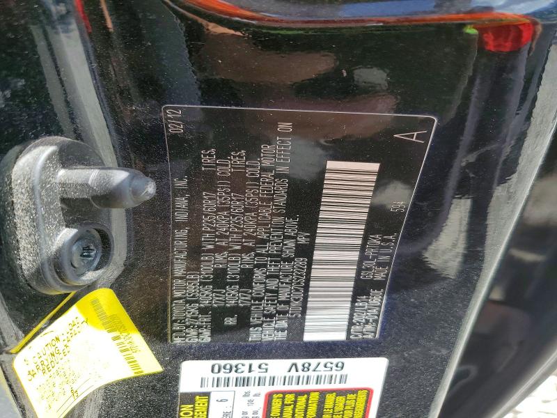 47423366 :رقم المزاد ، 5TDYK3DC7CS232289 vin ، 2012 Toyota Sienna مزاد بيع
