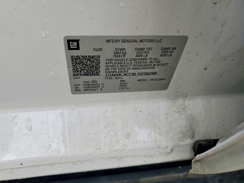 Aukcja sprzedaży 2020 Chevrolet Suburban, vin: 1GNSKJKC9LR238288, numer aukcji: 50501156