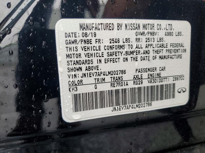 48719406 :رقم المزاد ، JN1EV7AP4LM202786 vin ، 2020 Infiniti Q50 مزاد بيع