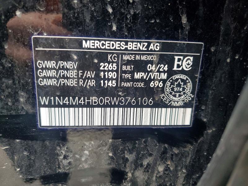 2024 Mercedes-benz Glb მანქანა იყიდება აუქციონზე, vin: W1N4M4HB0RW376106, აუქციონის ნომერი: 47561846