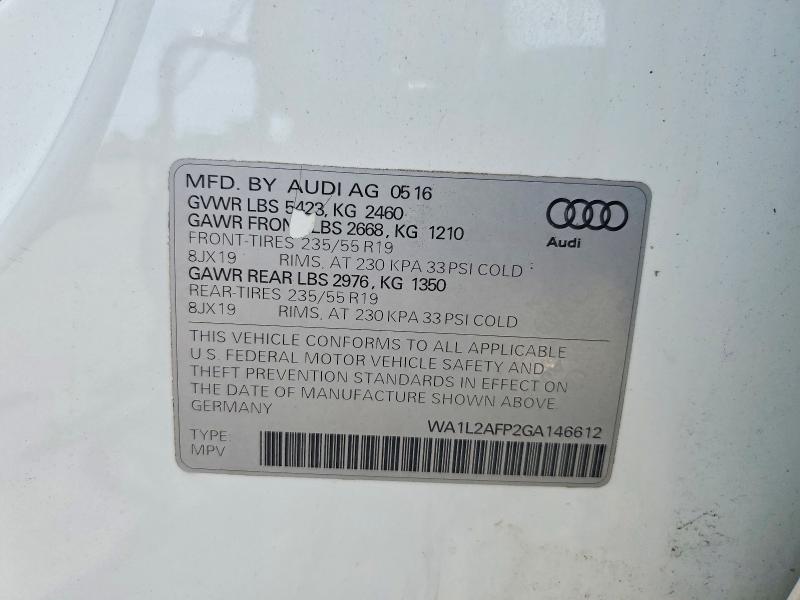 Aukcja sprzedaży 2016 Audi Q5, vin: WA1L2AFP2GA146612, numer aukcji: 50982776