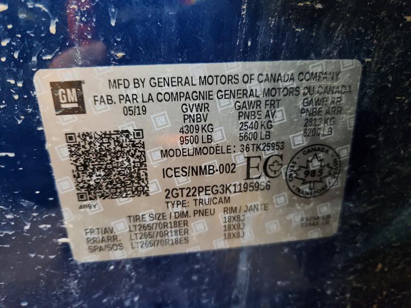 Продажа на аукционе авто 2019 Gmc Sierra, vin: 2GT22PEG3K1195956, номер лота: 49396776