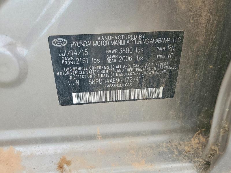 49078256 :رقم المزاد ، 5NPDH4AE9GH727419 vin ، 2016 Hyundai Elantra مزاد بيع