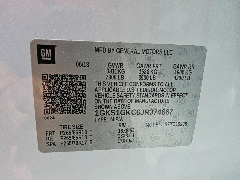 Продажа на аукционе авто 2018 Gmc Yukon Xl, vin: 1GKS1GKC6JR374667, номер лота: 49283966