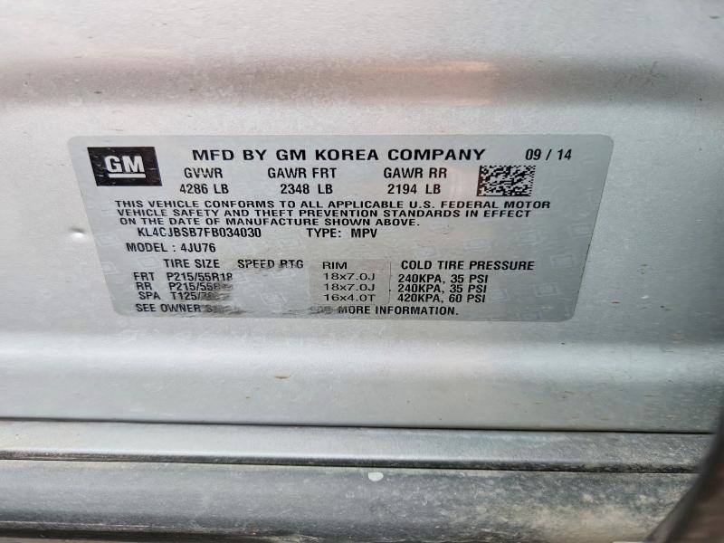 50608576 :رقم المزاد ، KL4CJBSB7FB034030 vin ، 2015 Buick Encore مزاد بيع