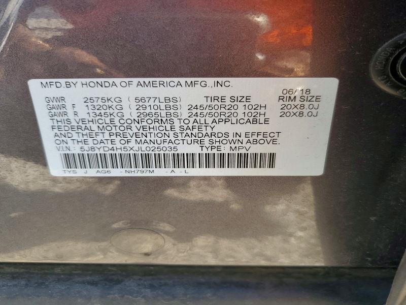 Продажа на аукционе авто 2018 Acura Mdx, vin: 5J8YD4H5XJL025035, номер лота: 50356926