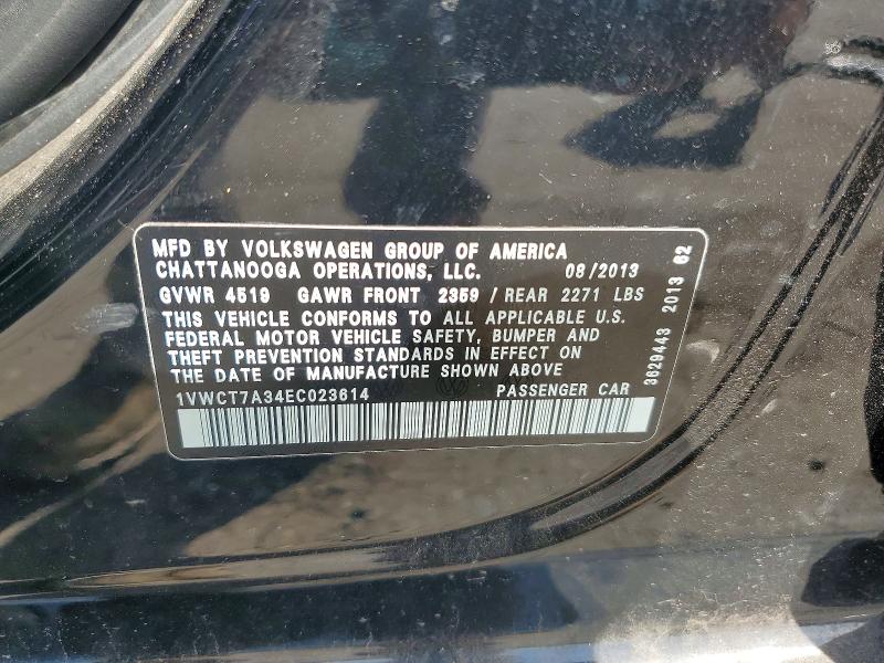 2014 Volkswagen Passat მანქანა იყიდება აუქციონზე, vin: 1VWCT7A34EC023614, აუქციონის ნომერი: 48916316