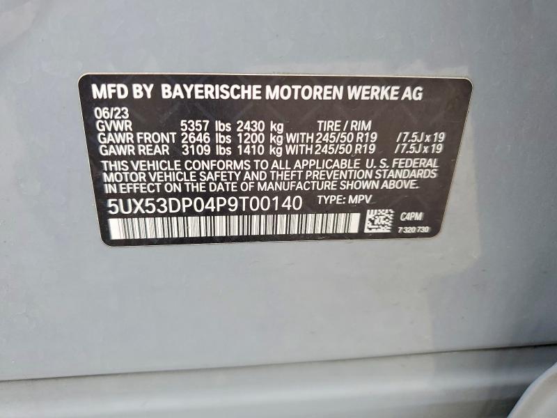2023 Bmw X3 მანქანა იყიდება აუქციონზე, vin: 5UX53DP04P9T00140, აუქციონის ნომერი: 51887326