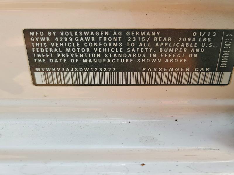 Auction sale of the 2013 Volkswagen Gti, vin: WVWHV7AJXDW123327, lot number: 51833516