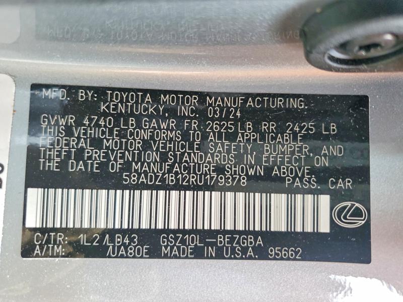 51720886 :رقم المزاد ، 58ADZ1B12RU179378 vin ، 2024 Lexus Es 350 مزاد بيع