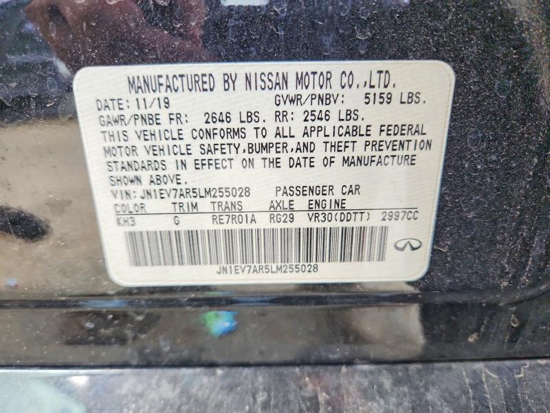 50264936 :رقم المزاد ، JN1EV7AR5LM255028 vin ، 2020 Infiniti Q50 مزاد بيع