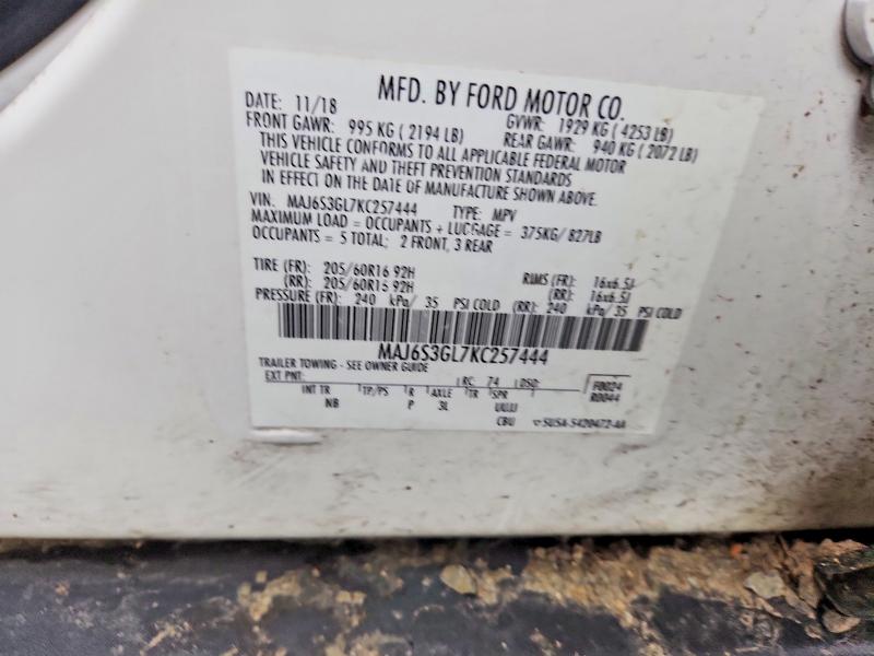 Aukcja sprzedaży 2019 Ford Ecosport, vin: MAJ6S3GL7KC257444, numer aukcji: 50682636