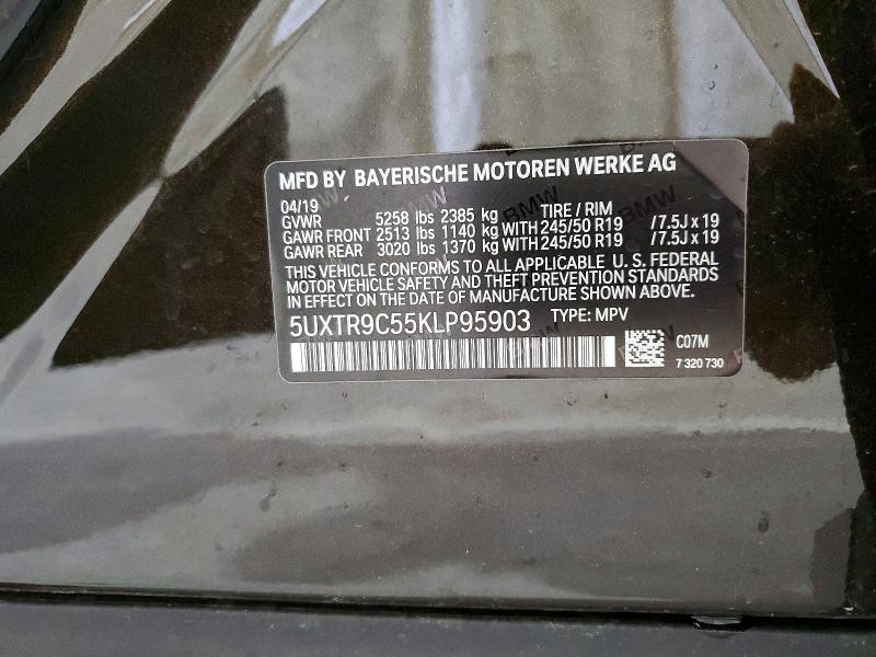2019 Bmw X3 მანქანა იყიდება აუქციონზე, vin: 5UXTR9C55KLP95903, აუქციონის ნომერი: 51183026