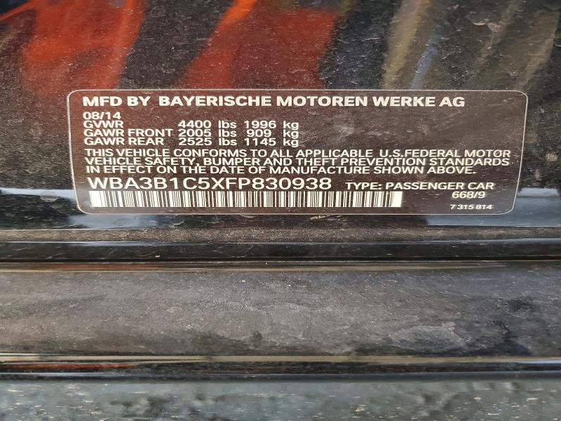 49202226 :رقم المزاد ، WBA3B1C5XFP830938 vin ، 2015 Bmw 320 مزاد بيع