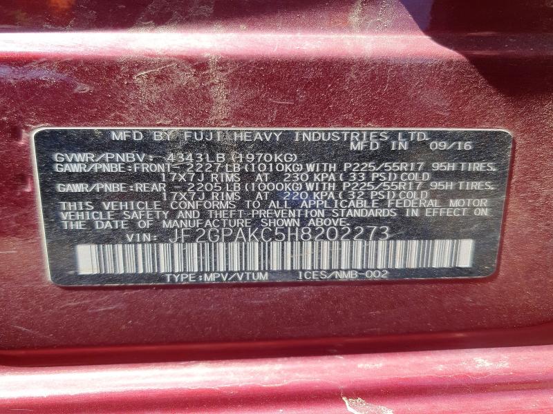 Aukcja sprzedaży 2017 Subaru Crosstrek, vin: JF2GPAKC5H8202273, numer aukcji: 51028056