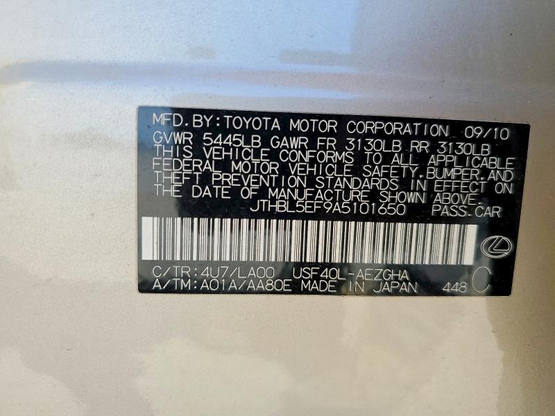 48801506 :رقم المزاد ، JTHBL5EF9A5101650 vin ، 2010 Lexus Ls 460 مزاد بيع