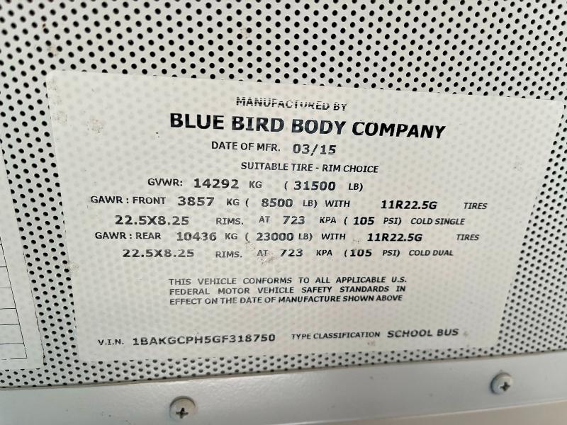 Продажа на аукционе авто 2016 Blue Bird School Bus / Transit Bus, vin: 1BAKGCPH5GF318750, номер лота: 49511666