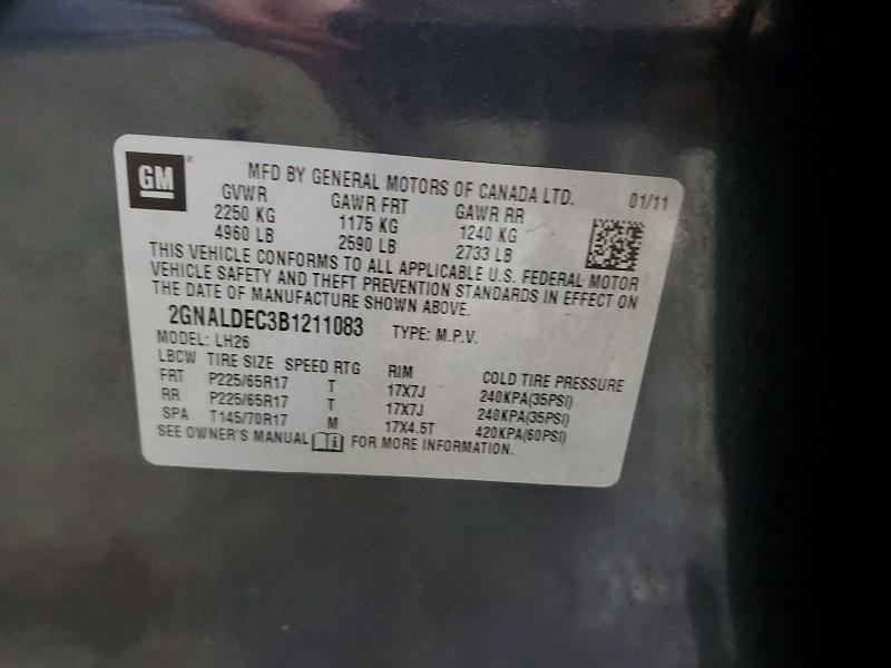 Продаж на аукціоні авто 2011 Chevrolet Equinox, vin: 2GNALDEC3B1211083, номер лоту: 49675926