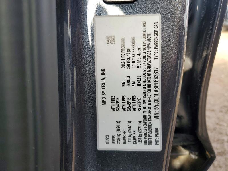 Aukcja sprzedaży 2023 Tesla Model 3, vin: 5YJ3E1EA6PF663817, numer aukcji: 48818536
